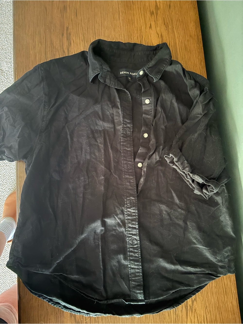 Denim Forum Black Casual Button-Down Shirt